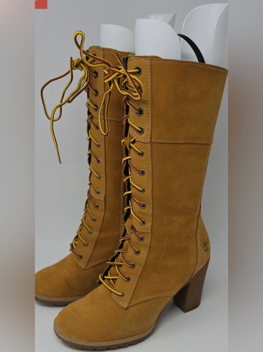 Timberland Women's Tall Lace-Up Suede Boots  Mustard Brown Size 7